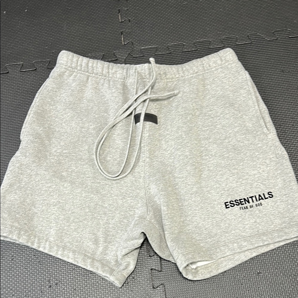 fear of god essentials oatmeal shorts